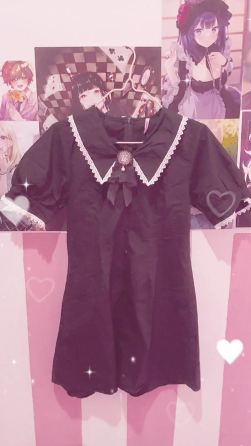 Jirai kei black and white dress photo 1