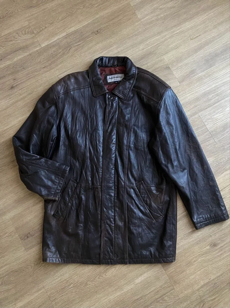 “ROBERTO MASSINI” VINTAGE CASUAL LONG LEATHER JACKET photo 1