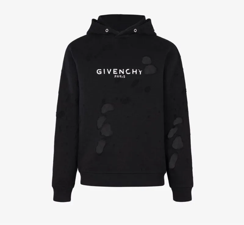 Hoodie givenchy distressed black photo 1