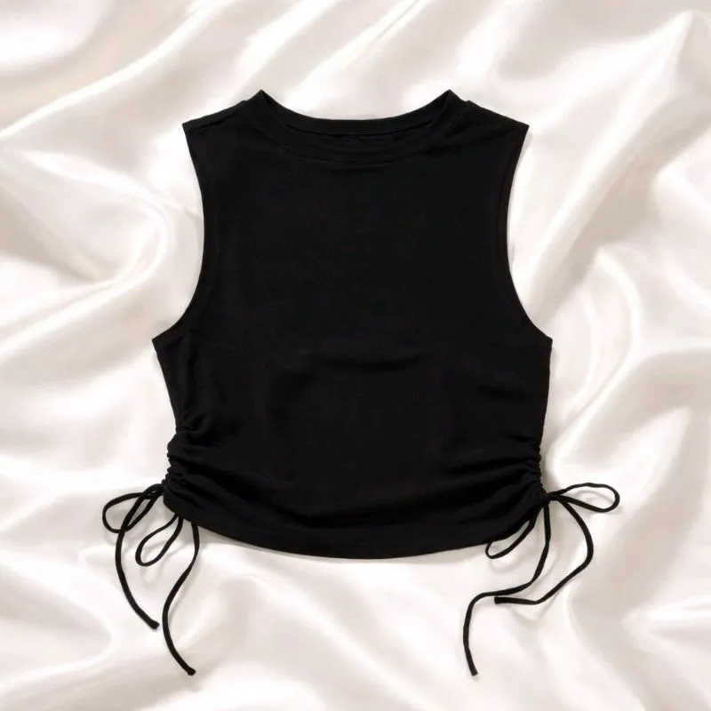 POMELO BLACK CROP TOP WITH RIBBON SIZE S / NEW NO TAG  photo 1