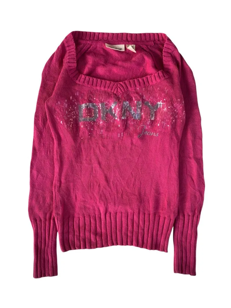 Dkny embellished beads center big logo sweater  photo 1