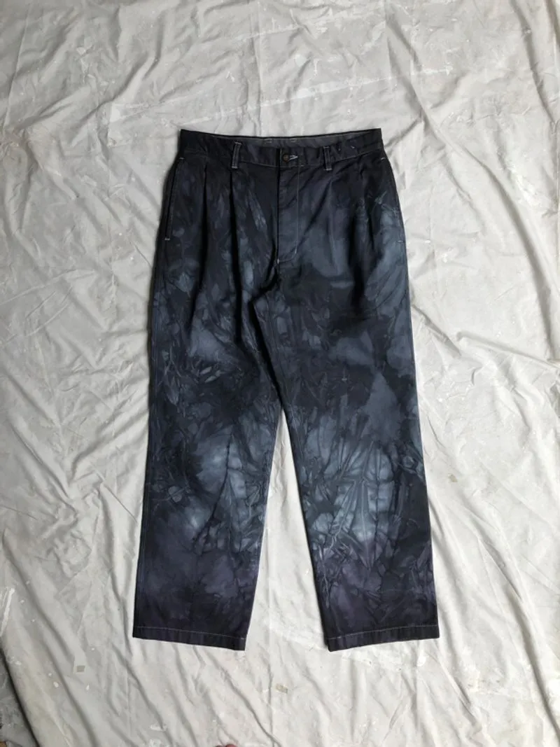Uniqlo Wide Legs Rework Double Dyed Dark Purple Ash Pants photo 1