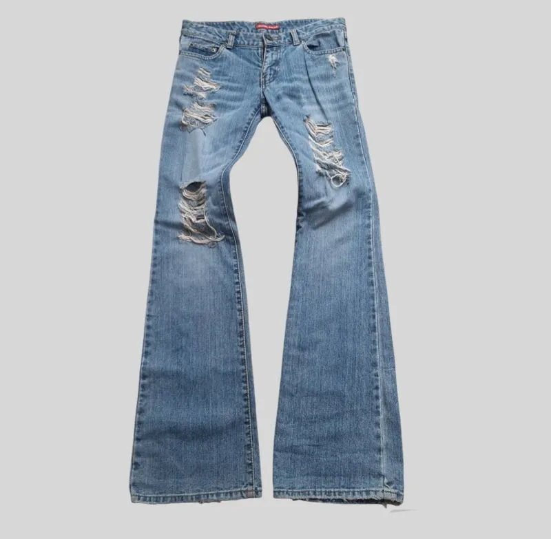 Japanese brand Y2K Grunge Flare pants Wanita blue photo 1