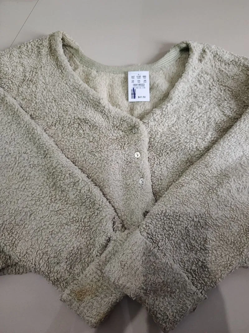 Cardigan wol crop hijau pastel photo 1