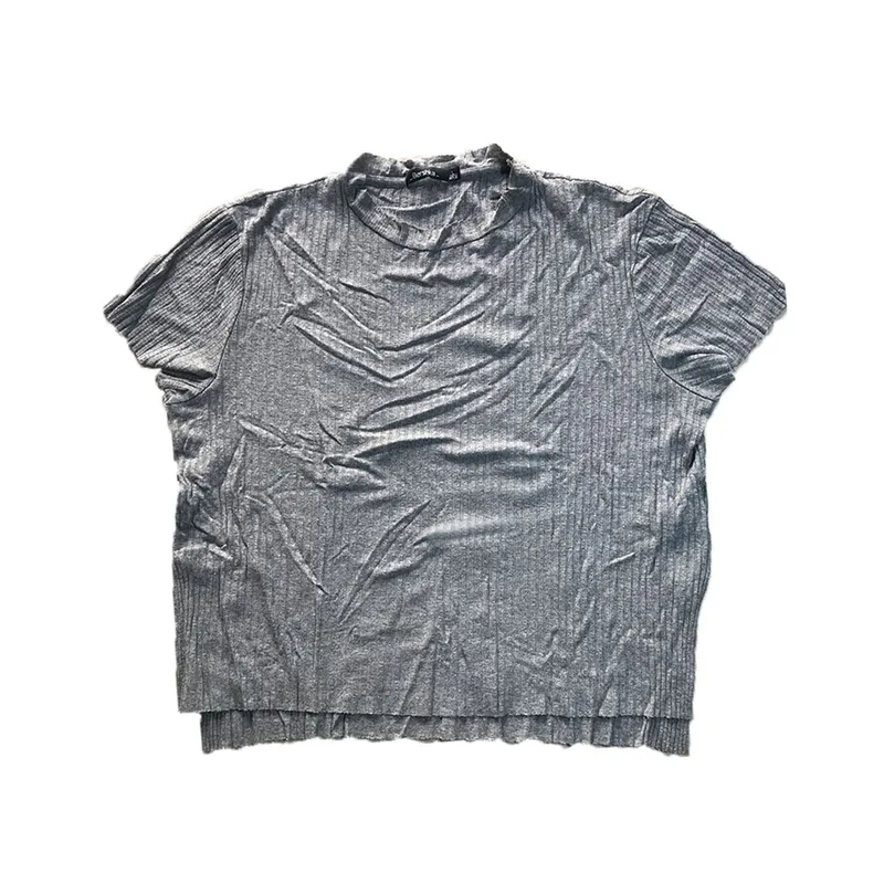 Streetwear Minimalist Crop top Wanita gray photo 1