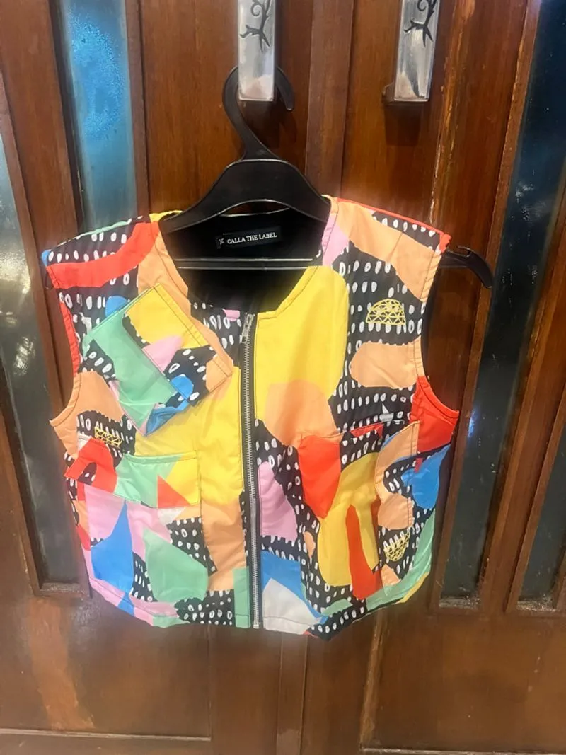Printed Zip up Vest photo 1