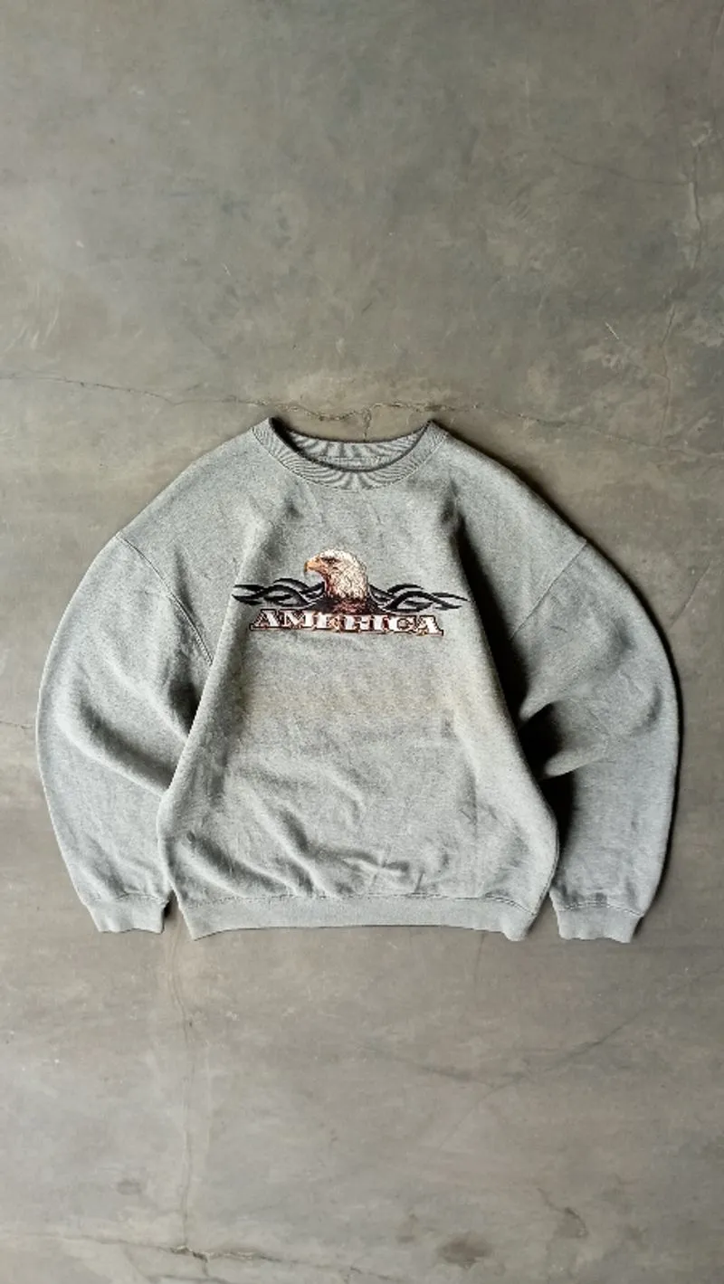 90's Vintage Gray Eagle Sweatshirt Boxy photo 1