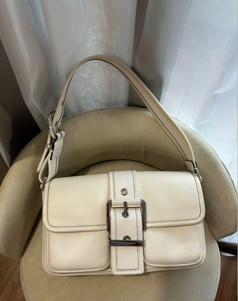 Michael Kors Cream/Ivory Buckle Flap Shoulder Bag – Preloved photo 1