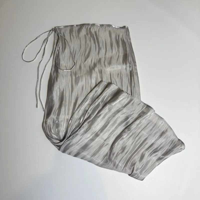 Silver Metallic Shimmer Coquette Whimsy Maxi Skirt  photo 1