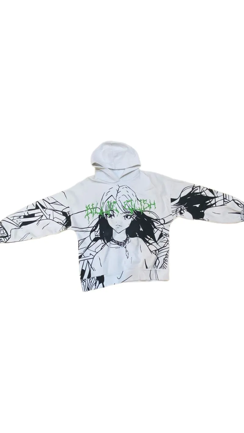 Bershka Streetwear Hoody Pria white photo 1