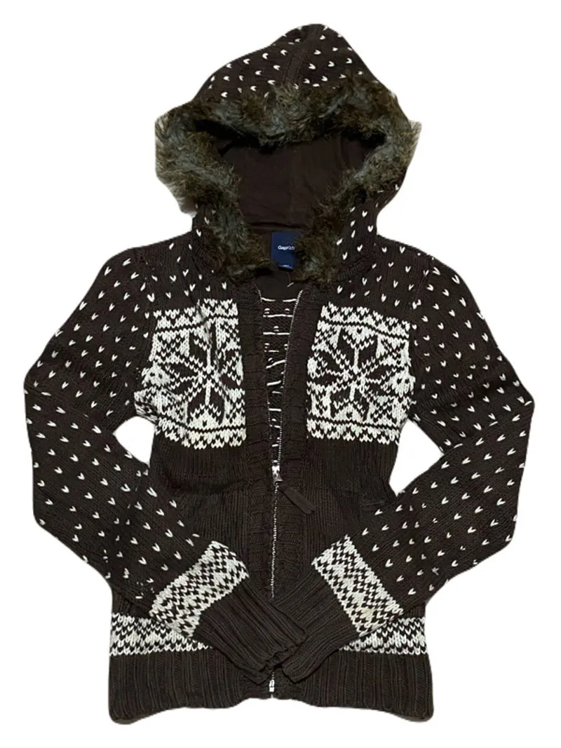 (BACA DESKRIPSI) Gapkids brown knit furr hoodie photo 1