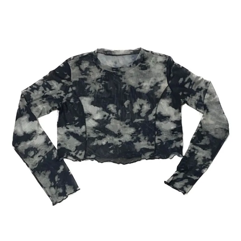 Y2K Emo Crop top Wanita black gray photo 1