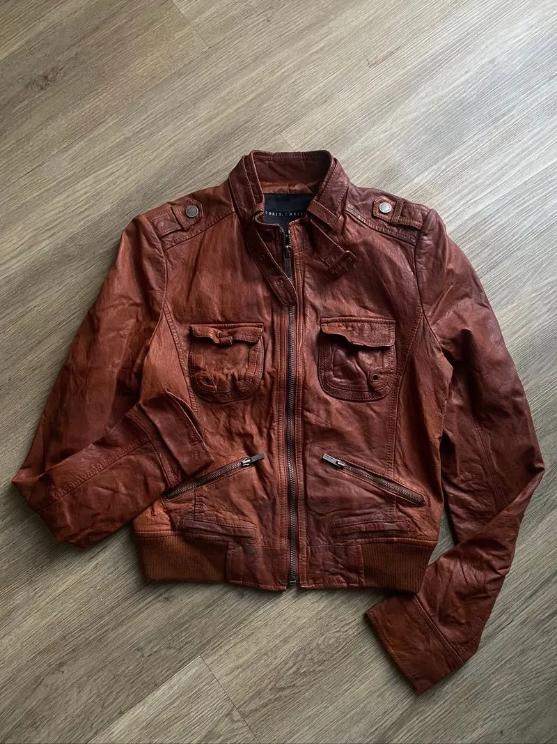 CHRIS. CHRISTY” BOMBER TRACKER LEATHER JACKET photo 1