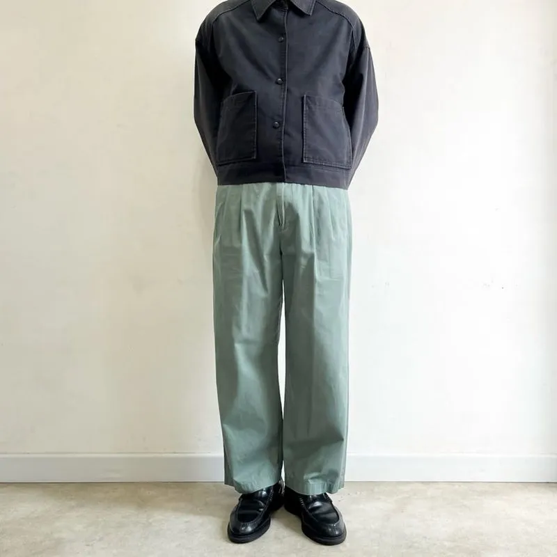 Niko and .. pleated chino wide leg longpants mos green Loose photo 1