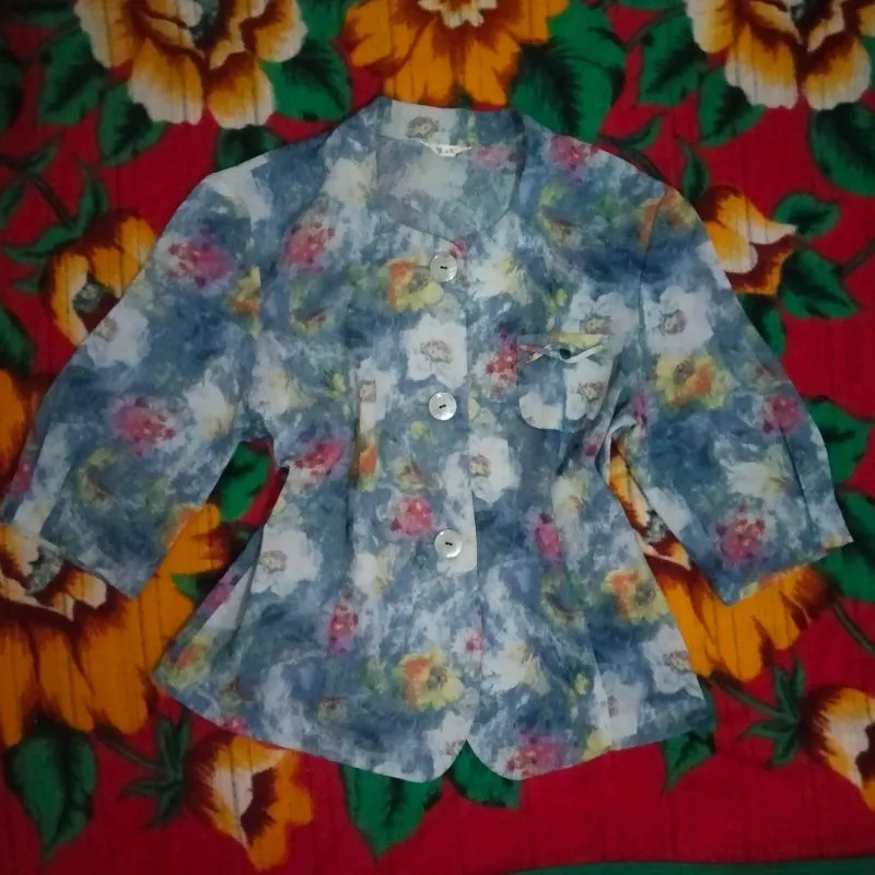 Kemeja shirts outer vintage retro bunga pattern photo 1