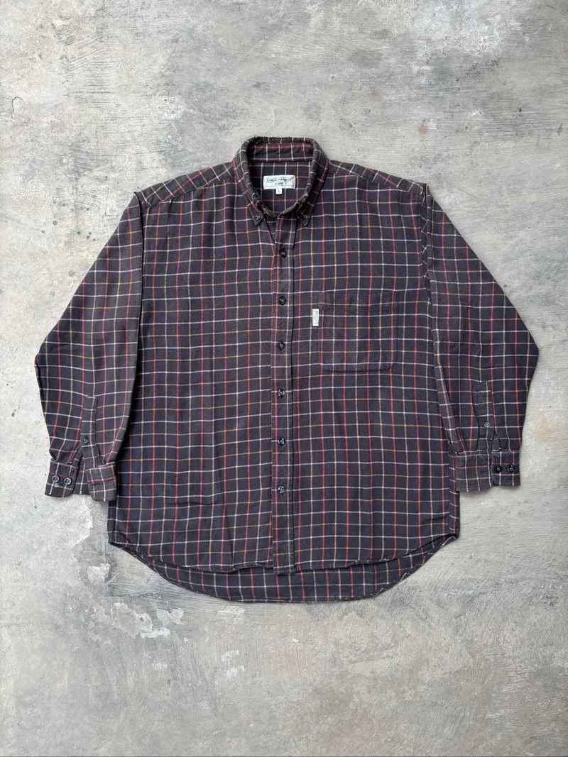 Kansai Yamamoto Homme Cotton Flannel Button-Down Shirt Plaid photo 1