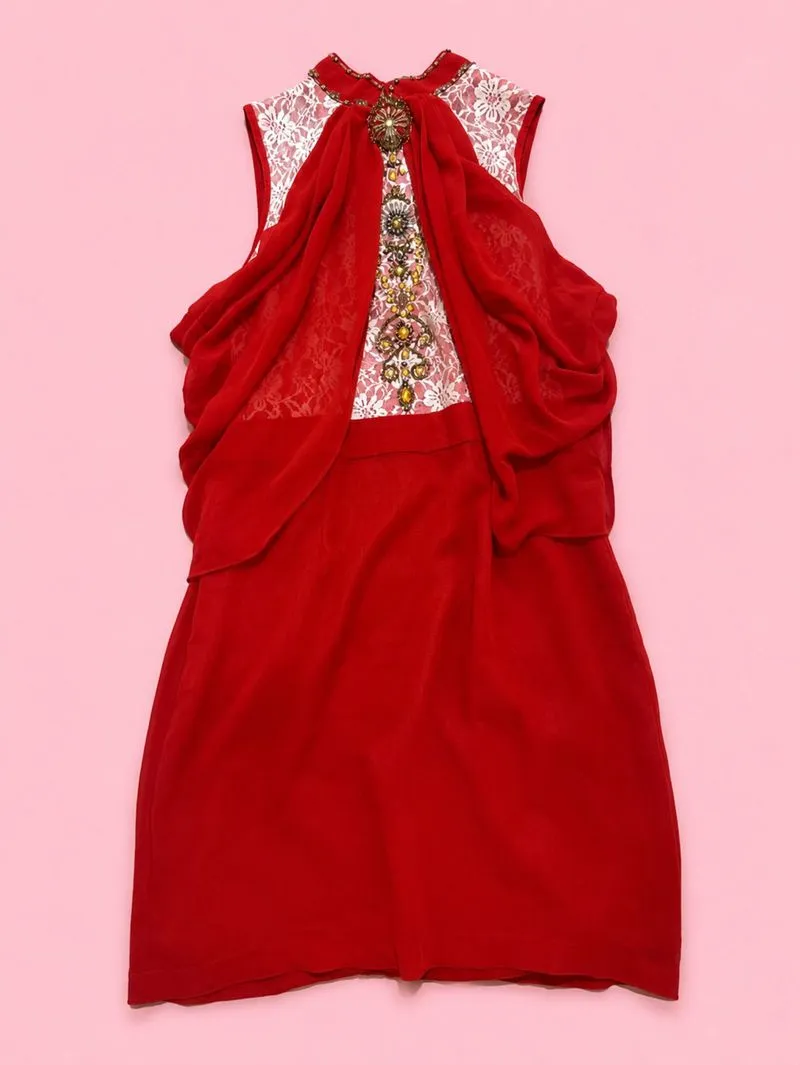 Coco Kelen Red Overlay Sleeveless Dress photo 1