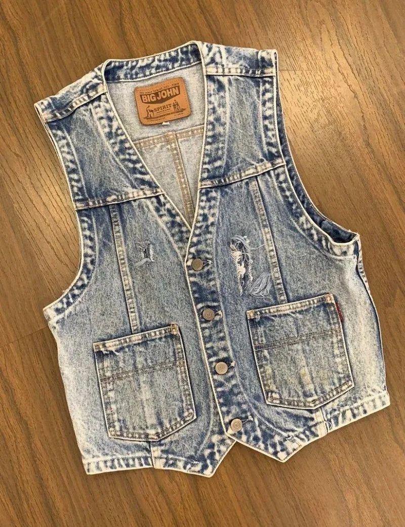 vintage ripped vest big john |  vest vintage | jaket vintage photo 1