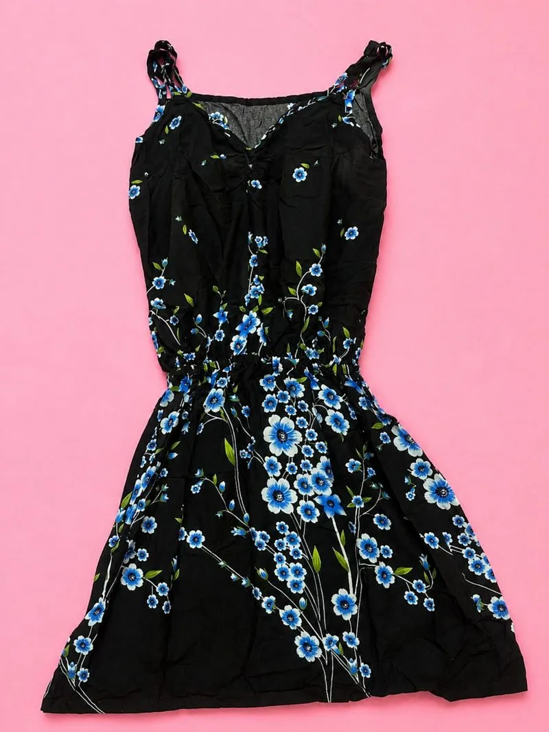 Black Blue Floral Midi Dress photo 1