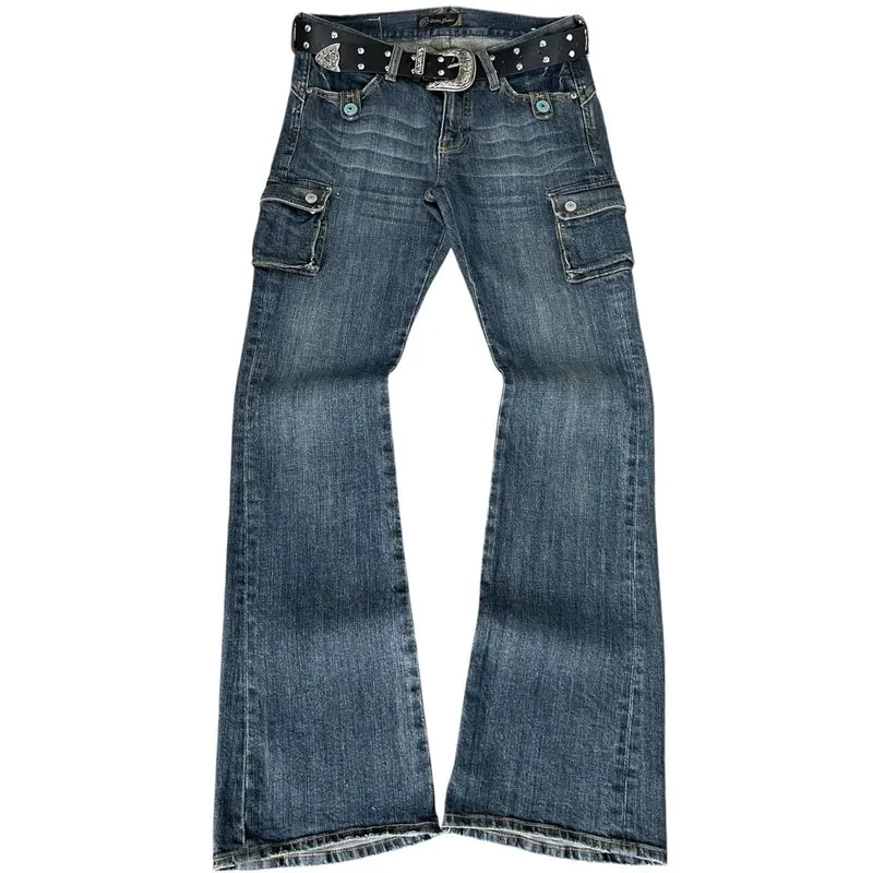 Emo flare jeans faded blue photo 1