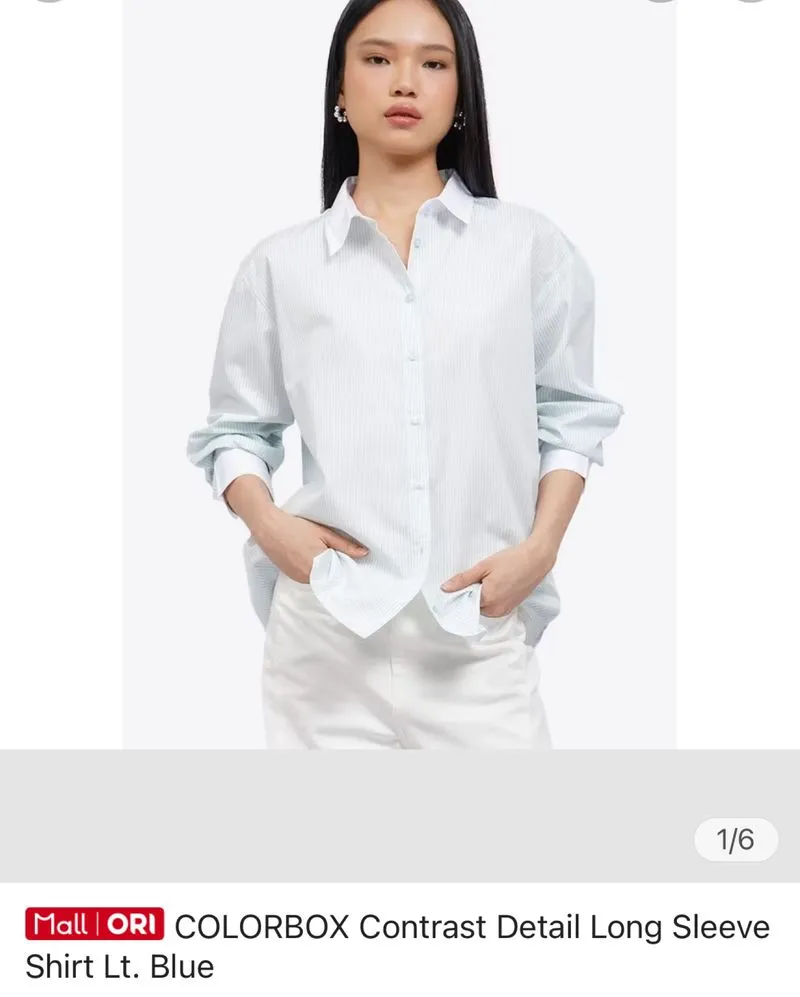 COLORBOX Contrast Detail Long Sleeve Shirt Light Blue photo 1