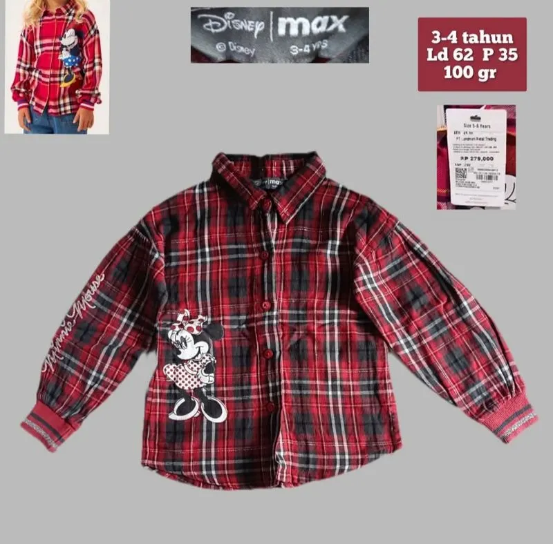 Thriftwear max Disney kemeja kotak-kotak merah anak  photo 1
