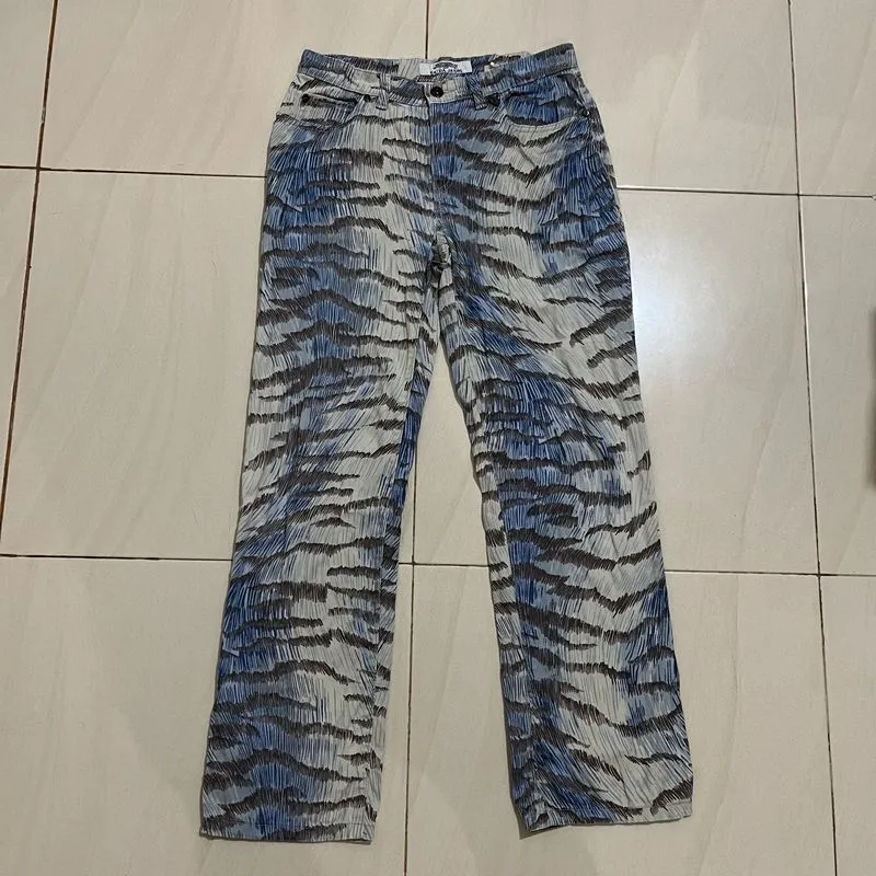 Luxury Avant Garde High waisted jeans Wanita white blue photo 1