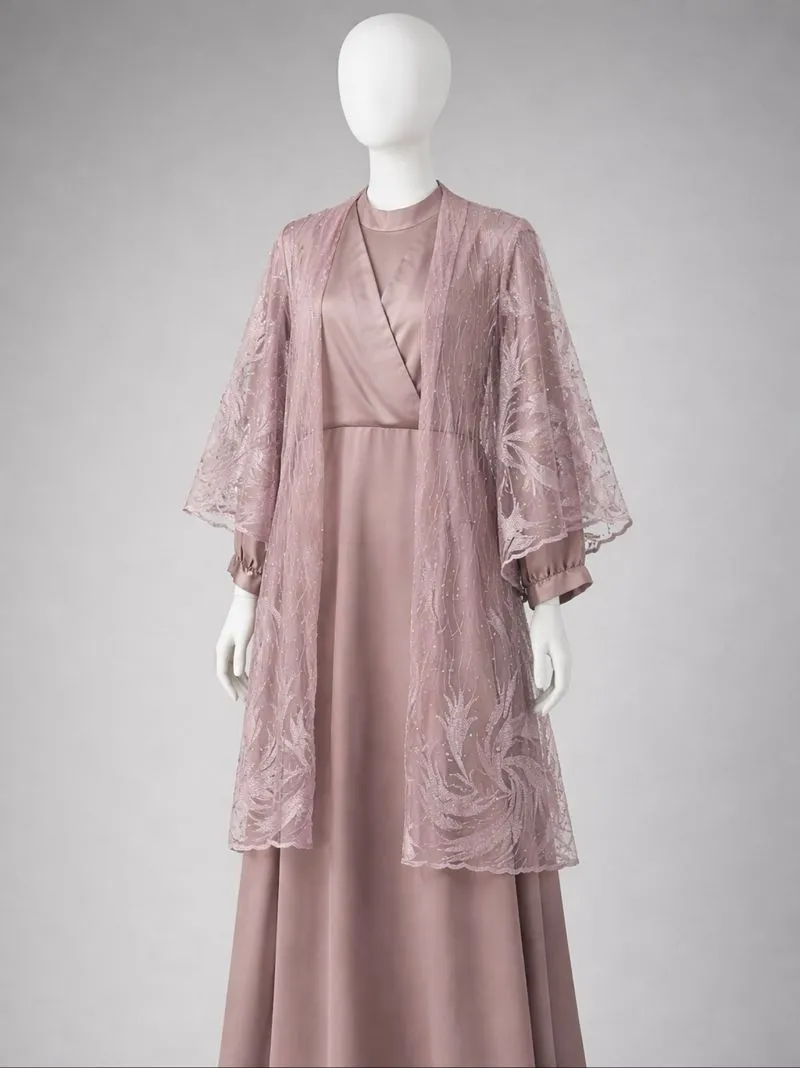 Lilac Embroidered Sheer Outer — Soft Elegant Look photo 1