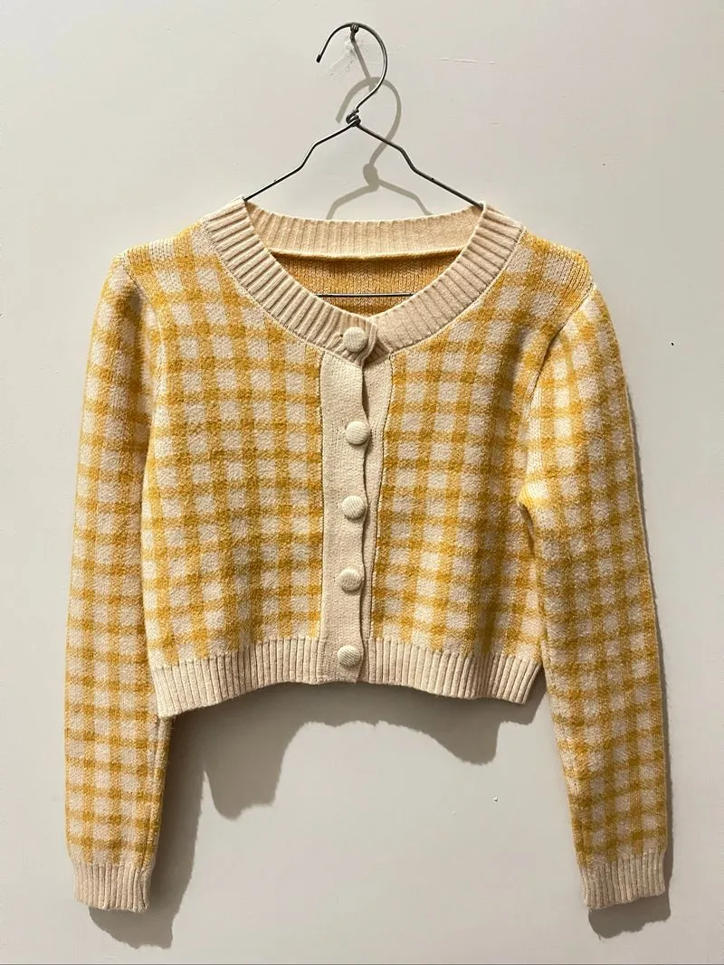 Cardigan crop oneck soft yellow photo 1