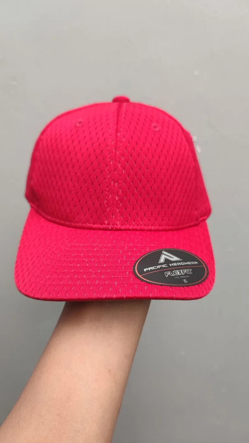 Topi Pra Produksi Pacific Merah Red Polos Build up Flexfit photo 1
