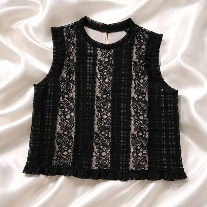 PRELOVED ZALORA BLACK LACE TOP SIZE L photo 1