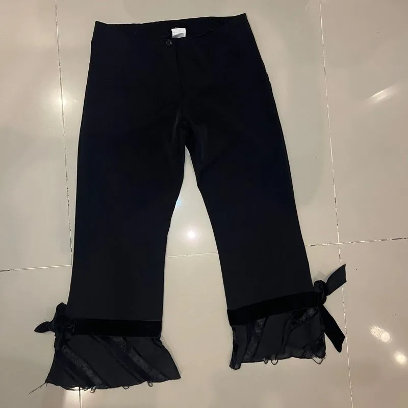 TFNC Black Lace Trim Capri Pants – Size S photo 1