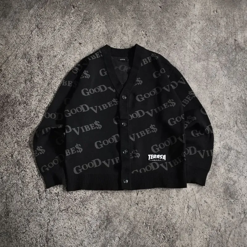 Japanese brand Streetwear Cardigan Pria black photo 1