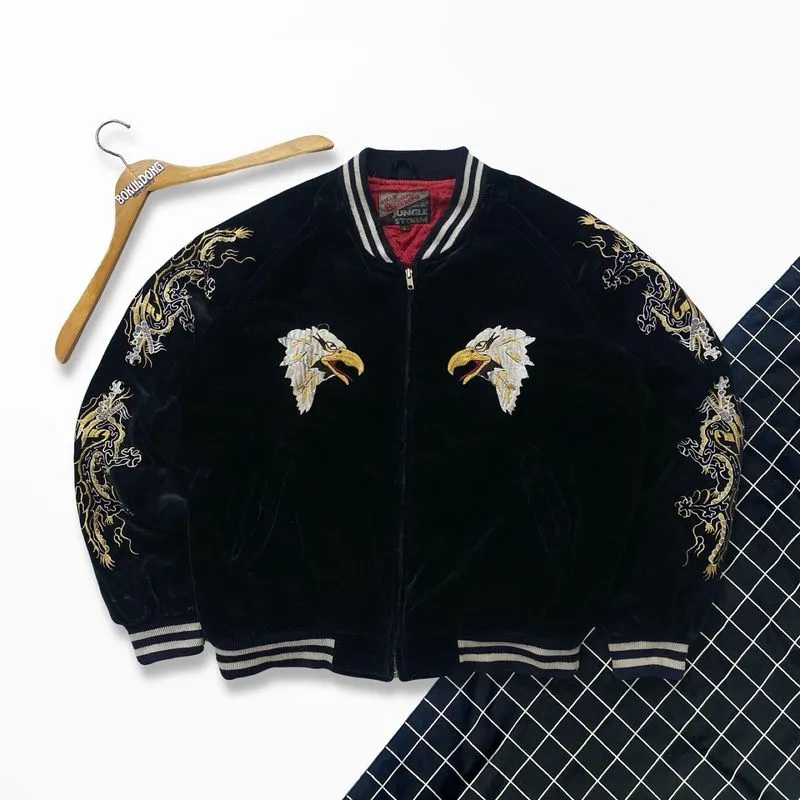Vintage souvenir jacket sukajan japanese traditional eagles  photo 1