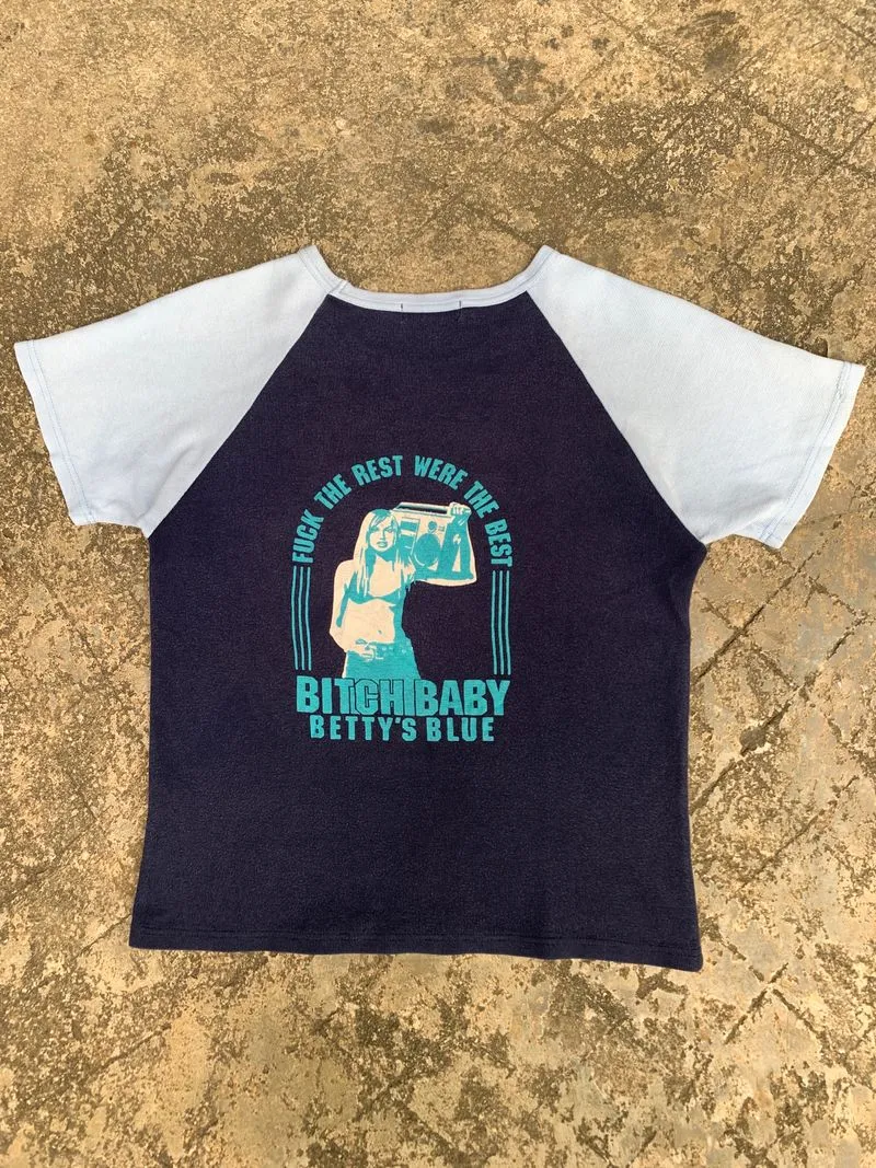 Betty's Blue Y2K Grunge T-shirt Wanita navy blue photo 1