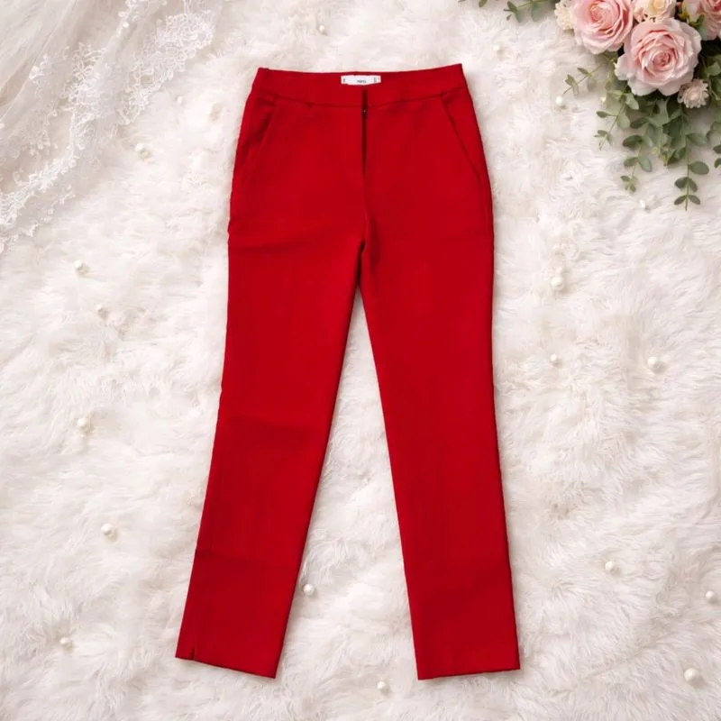 MANGO RED LONG PANTS SIZE 34 / NEW NO TAG photo 1