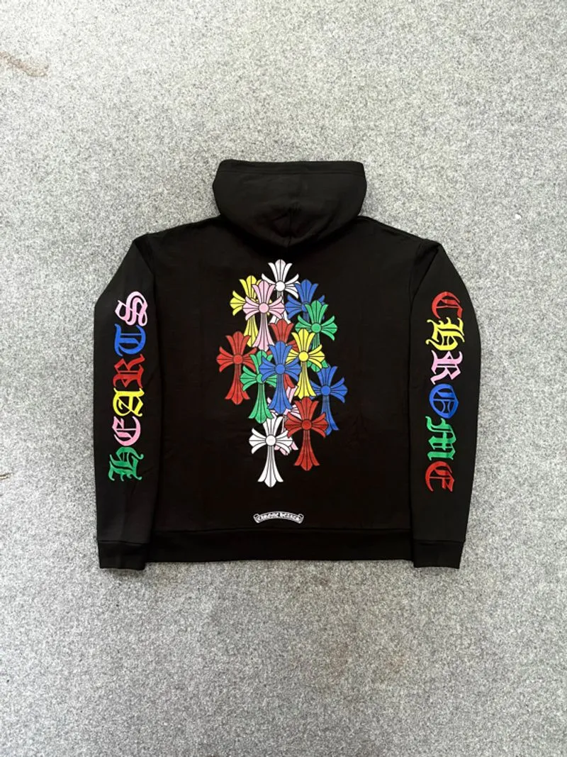 BNWT ! CHROME HEARTS MULTI COLOUR CROSS CEMETARY HOODIE photo 1
