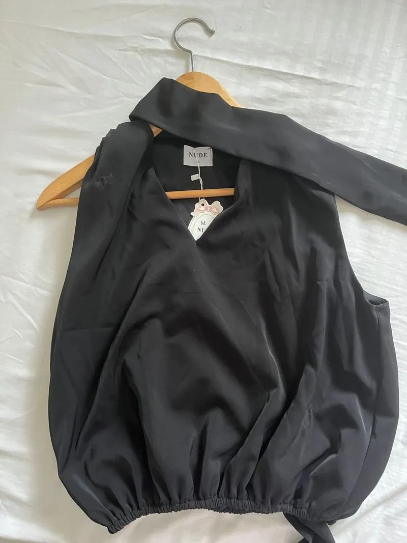 NUDE THE LABEL  black scarf top photo 1