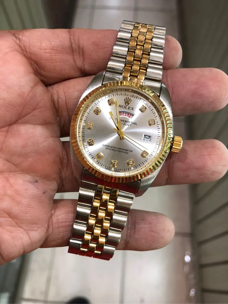 Jam tangan pria quartz elegan stenlis steel tanggal hari ex photo 1