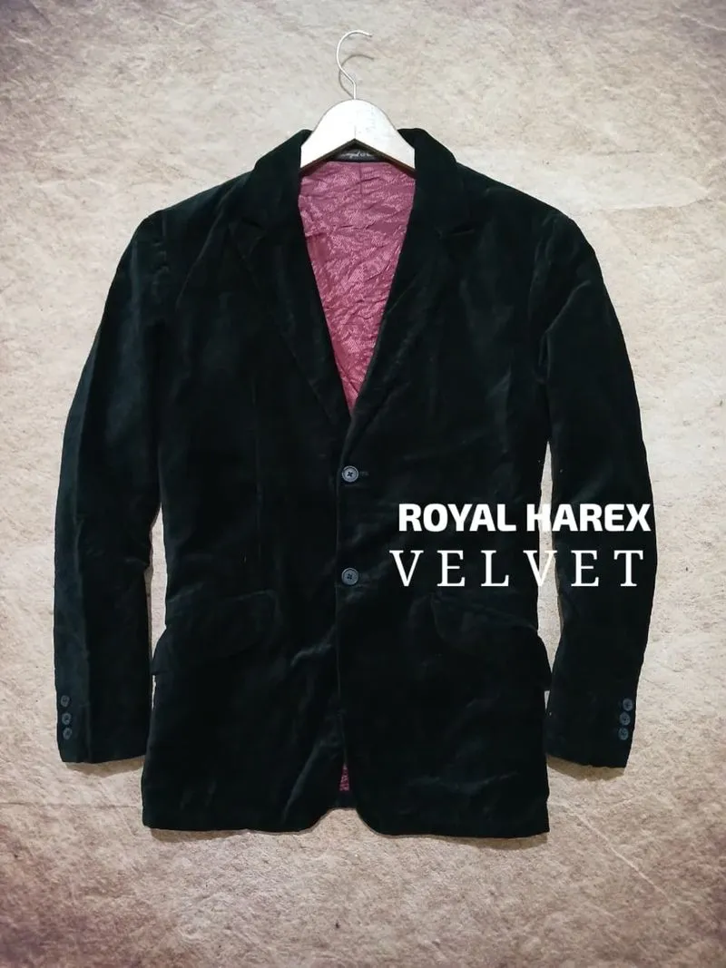 Blazer velvet hitam pria slimfit second thrift photo 1