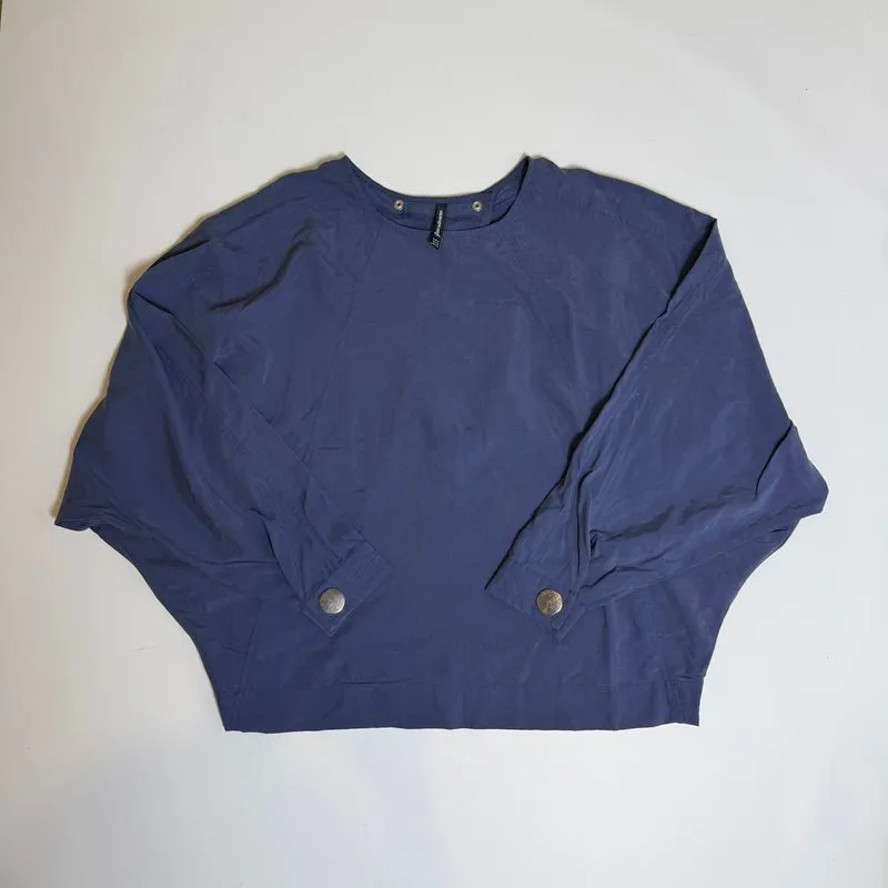 Stradivarius Shiny Blue Batwing Open Backless Flowy Blouse  photo 1