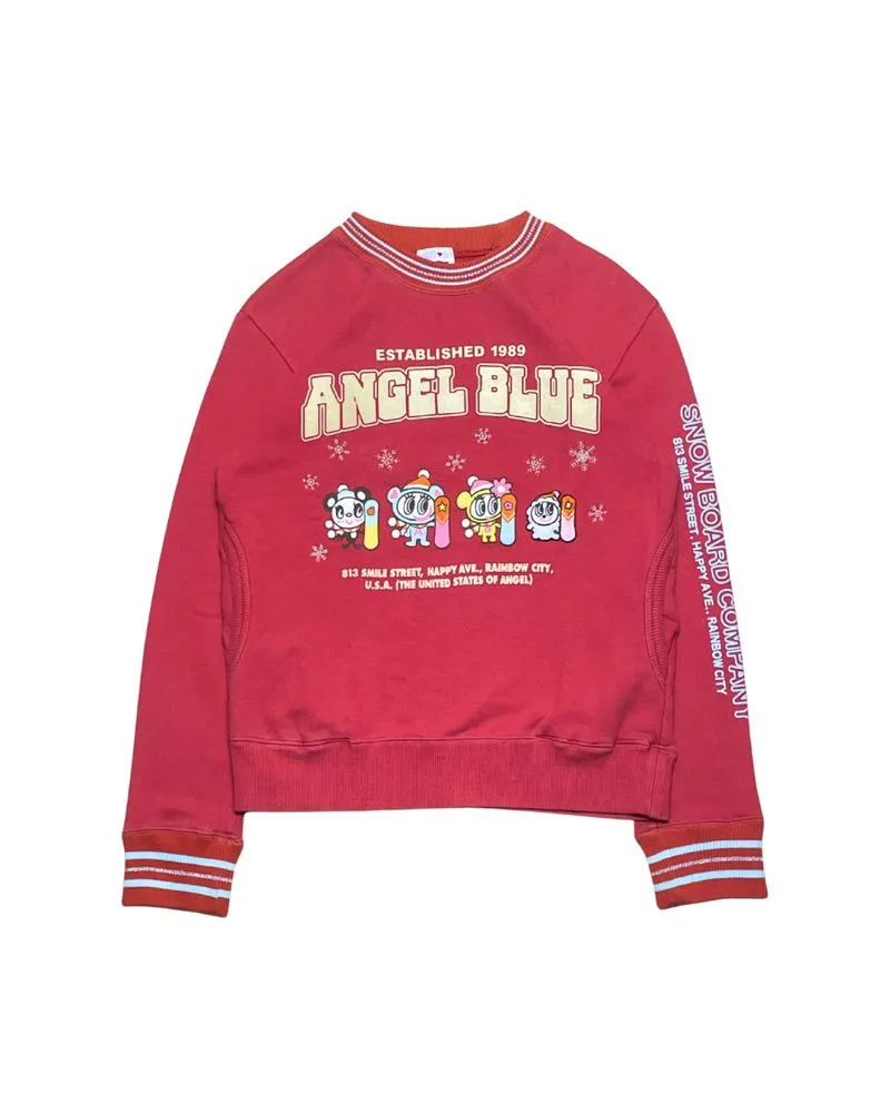 Vintage Angel Blue Red Snowboard Graphic Sweatshirt  photo 1