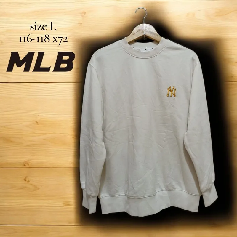 preloved crewneck sweater mlb ny cream sz L photo 1
