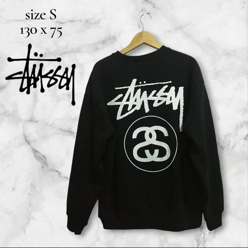 preloved crewneck sweatshirt stussy hitam sz S oversized photo 1