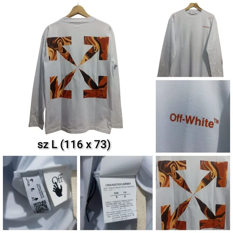 preloved kaos long sleeve off-white ow putih sz L photo 1