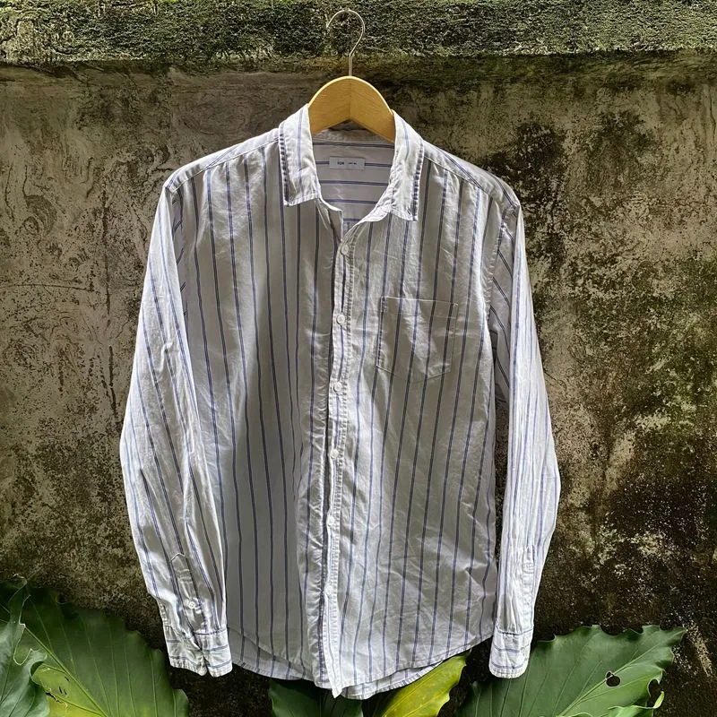 HUM Long Sleeve Striped Shirt White Blue photo 1