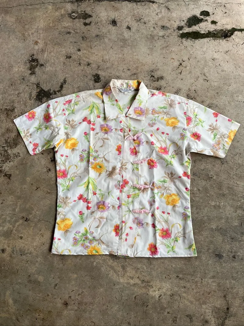 Cheongsam Tshirt Floral / Kemeja Cheongsam Motif Bunga photo 1