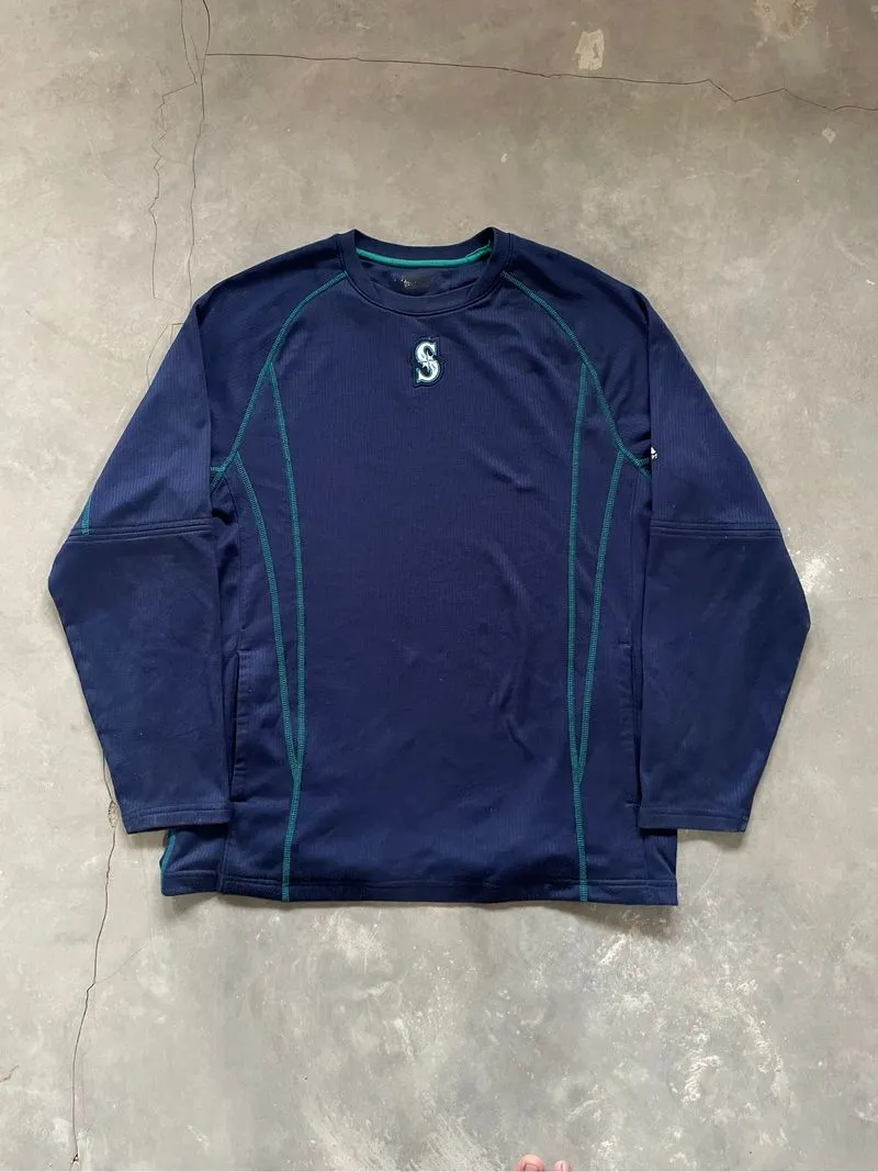 Vintage 90’s Majestic Seattle Mariners Thermal Center Logo  photo 1