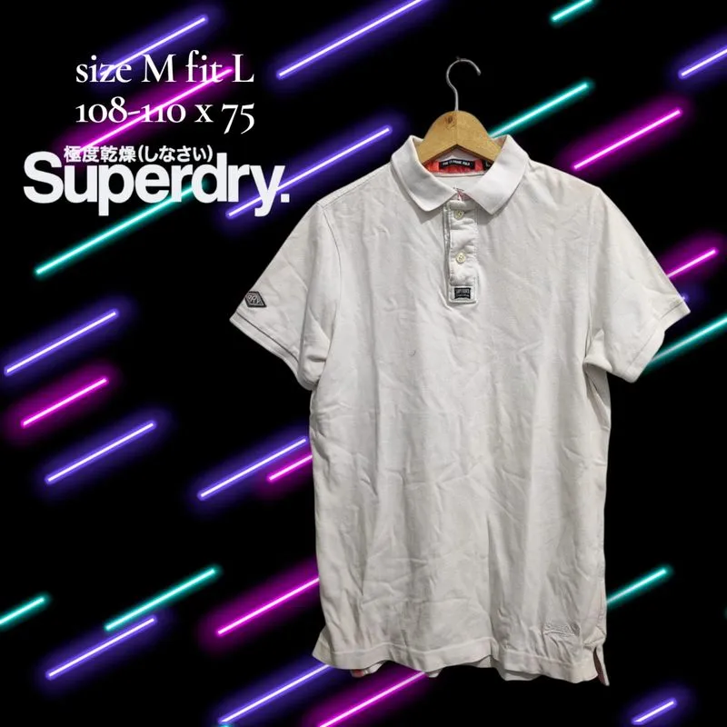 preloved kaos polo shirt superdry putih sz M fit L photo 1