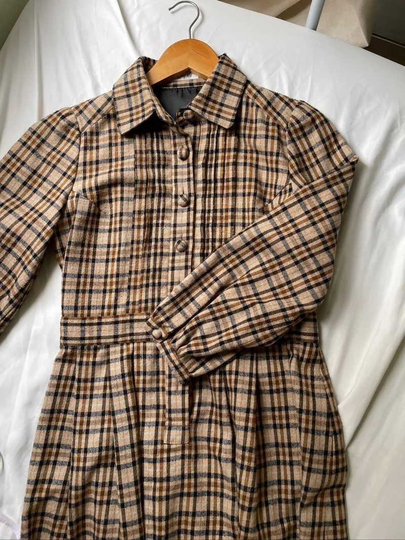 Dress tartan kotak kotak cokelat brown photo 1